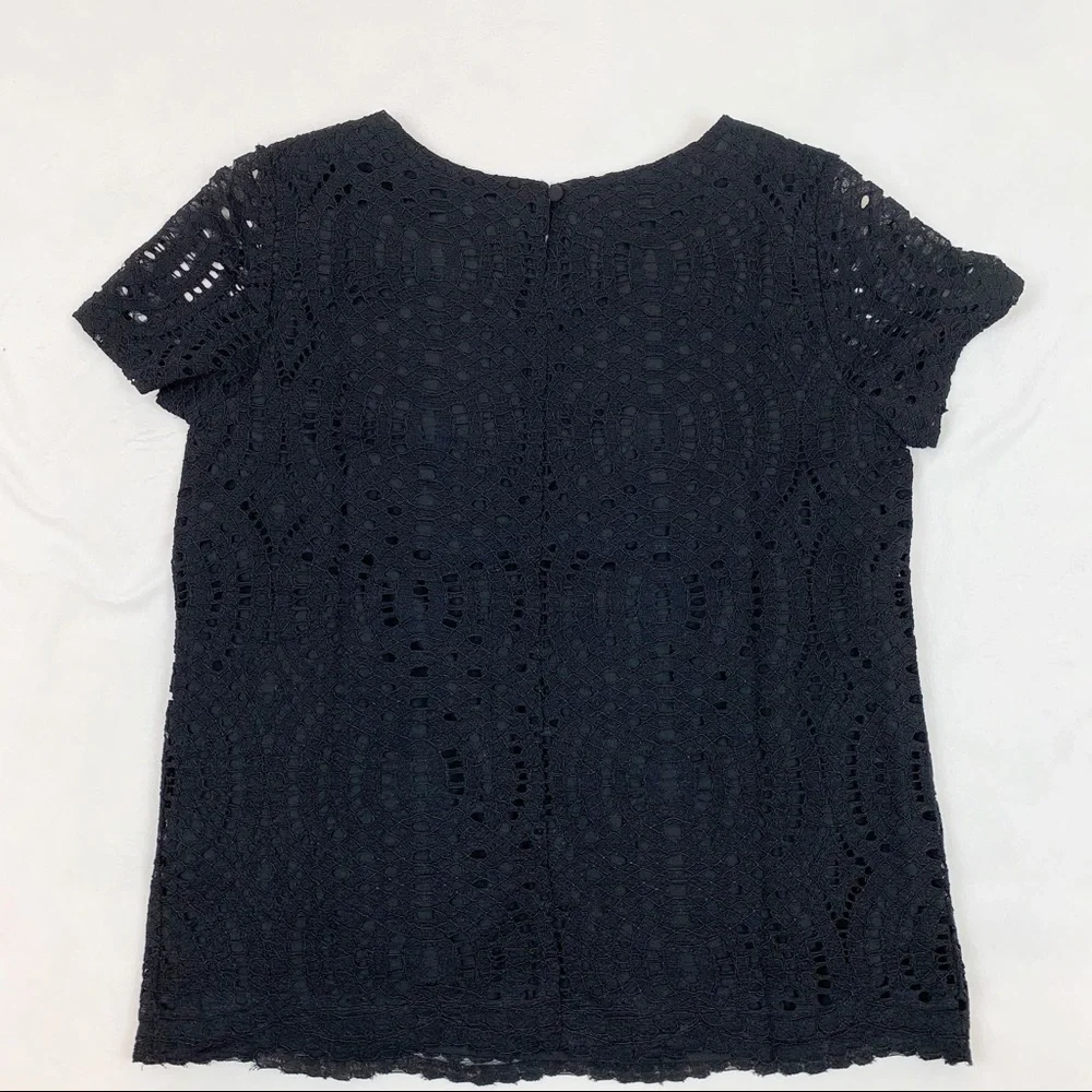 J Crew short sleeve black‎ lace t-shirt